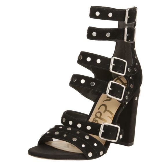 SAM EDELMAN YORK BLACK STUD HEELS - Picture 5 of 7